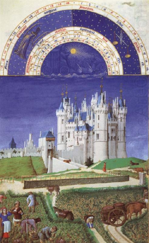 unknow artist Brothers Van Limburg September, page from the Tres riched heures du duc the Berry oil painting picture